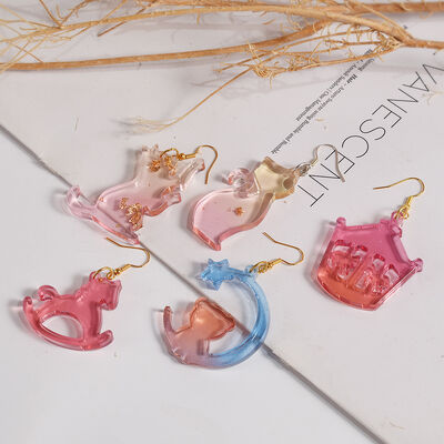 DIY crystal dropper pendant earrings silicone mold unicorn violent panda Mimi wooden horse reindeer Christmas listing