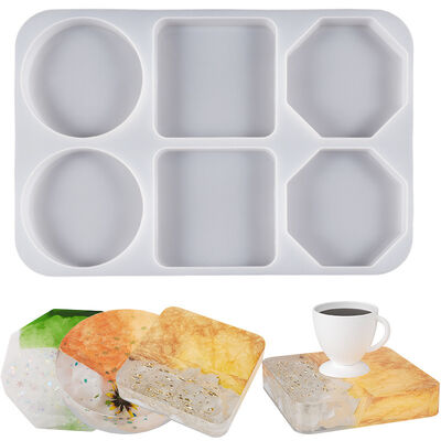 Crystal dropper coaster mold 6 round, square, octagonal 2cm thick coaster placement table silicone mold