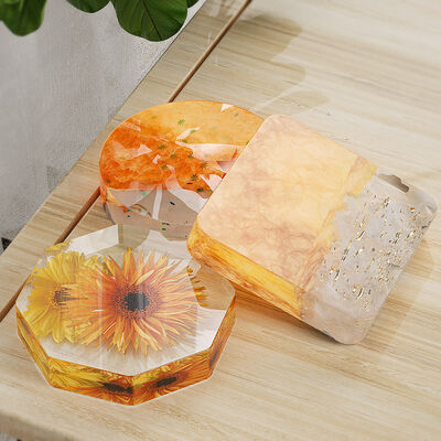 Crystal dropper coaster mold 6 round, square, octagonal 2cm thick coaster placement table silicone mold