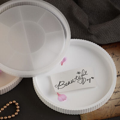 DIY Drip Glue Gypsum Cement Coarse Stripe Circular Tray Lace Dish Storage Tray Flower Pot Base Silicone Mold