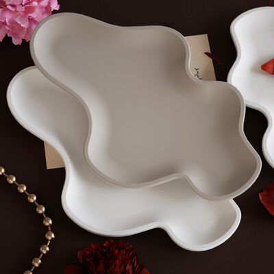 DIY Crystal Dropping Resin Gypsum Irregular Curved Cloud Tray Storage Dish Silicone Mold