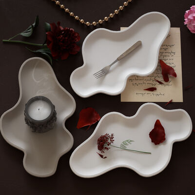 DIY Crystal Dropping Resin Gypsum Irregular Curved Cloud Tray Storage Dish Silicone Mold