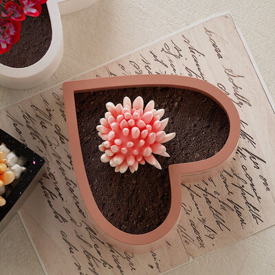 Dropping resin gypsum heart-shaped flower pot storage jar grinding tool DIY half heart-shaped candle cup silicone mold