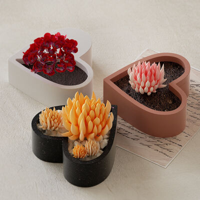 Dropping resin gypsum heart-shaped flower pot storage jar grinding tool DIY half heart-shaped candle cup silicone mold