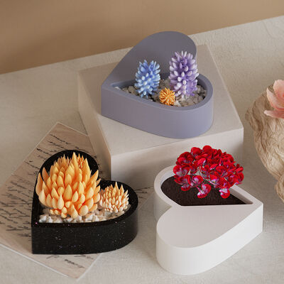 Dropping resin gypsum heart-shaped flower pot storage jar grinding tool DIY half heart-shaped candle cup silicone mold