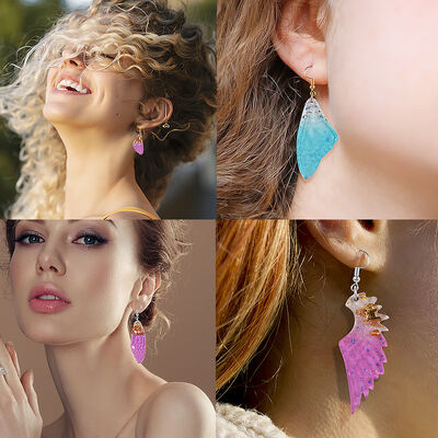 Crystal dropper butterfly wing earrings pendant DIY feather elf wing earrings silicone mold