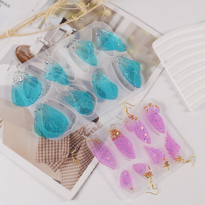Crystal dropper butterfly wing earrings pendant DIY feather elf wing earrings silicone mold