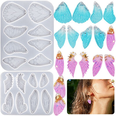 Crystal dropper butterfly wing earrings pendant DIY feather elf wing earrings silicone mold