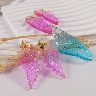 Crystal dropper butterfly wing earrings pendant DIY feather elf wing earrings silicone mold