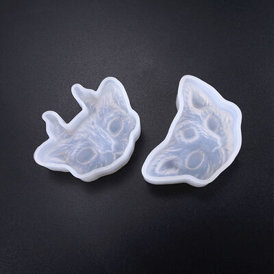 Crystal dropper mold DIY jewelry high gloss three eye cat head semi three-dimensional angled cat head silicone mold