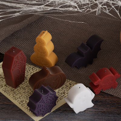 DIY Drip Glue Spider Web Pumpkin Ghost Bat Coffin Halloween Series Aromatherapy Gypsum Candle Silicone Mold