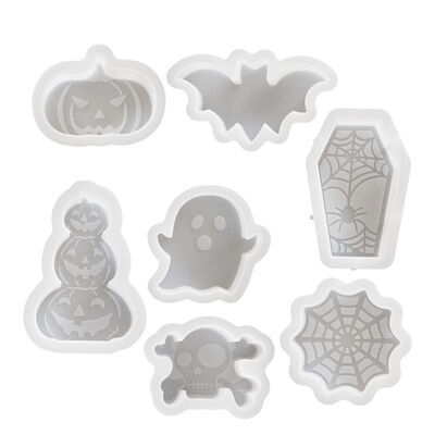 DIY Drip Glue Spider Web Pumpkin Ghost Bat Coffin Halloween Series Aromatherapy Gypsum Candle Silicone Mold