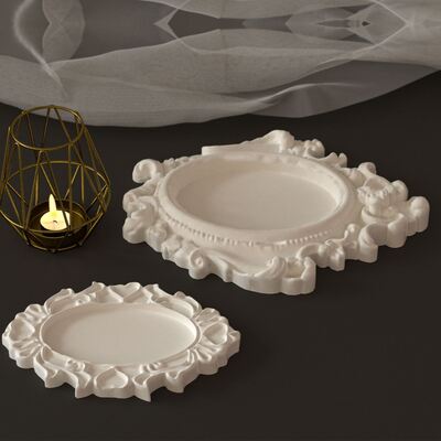 European style palace retro relief pattern storage tray, DIY oval photo frame, silicone mold