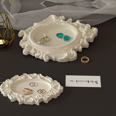 European style palace retro relief pattern storage tray, DIY oval photo frame, silicone mold
