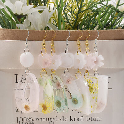 DIY crystal dropper shaped oval hollow heart moon earrings pendant keychain silicone mold
