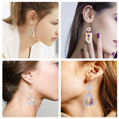 DIY crystal dropper shaped oval hollow heart moon earrings pendant keychain silicone mold