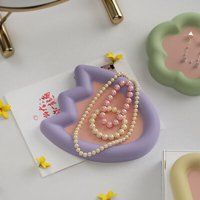Crystal Drip Glue Gypsum Cement Plate Silicone Mold Geometric Elliptical Cloud Love Storage Tray Plate Mold
