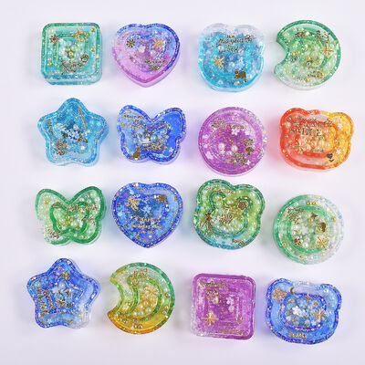 DIY dropper resin pentagram moon double-layer quicksand ice transparent keychain mirror silicone mold