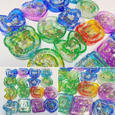DIY dropper resin pentagram moon double-layer quicksand ice transparent keychain mirror silicone mold