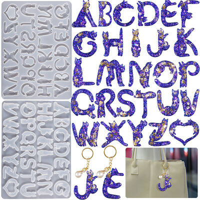 Crystal dropper full page English 26 letter 26 cat letter pendant silicone mold DIY keychain
