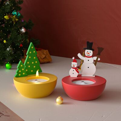 DIY Christmas Round Gypsum Candle Cup Ornament Christmas Tree Snowman Insert Board Base Silicone Mold