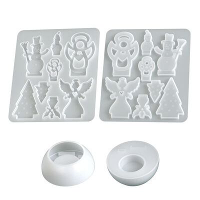 DIY Christmas Round Gypsum Candle Cup Ornament Christmas Tree Snowman Insert Board Base Silicone Mold