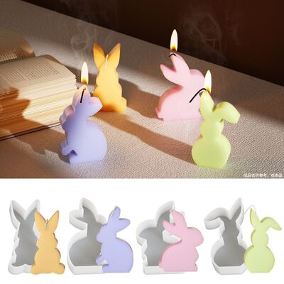 Large Easter bunny mold, small bunny plaster ornament, cute bunny candle mold, folded ear bunny mold