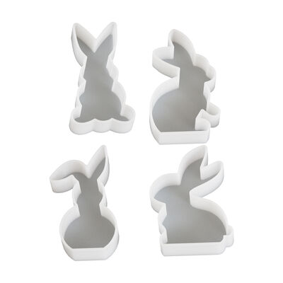 Large Easter bunny mold, small bunny plaster ornament, cute bunny candle mold, folded ear bunny mold