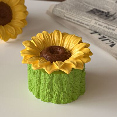 Aromatherapy Gypsum Stump Flower Pot Storage Can Silicone Mold Sunflower Candle Cup Mold