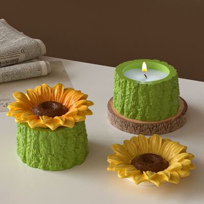 Aromatherapy Gypsum Stump Flower Pot Storage Can Silicone Mold Sunflower Candle Cup Mold