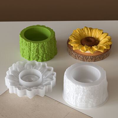 Aromatherapy Gypsum Stump Flower Pot Storage Can Silicone Mold Sunflower Candle Cup Mold