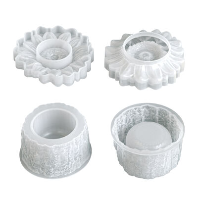 Aromatherapy Gypsum Stump Flower Pot Storage Can Silicone Mold Sunflower Candle Cup Mold