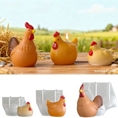Easter New Product Silicone Mold DIY 3D Stereoscopic Rooster Hen Candle Pendant Gypsum Mold