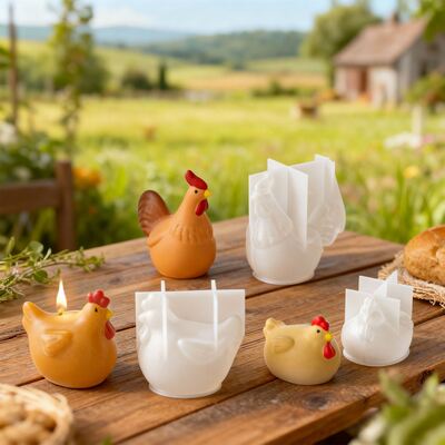 Easter New Product Silicone Mold DIY 3D Stereoscopic Rooster Hen Candle Pendant Gypsum Mold