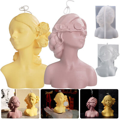 Rose blindfolded closed eye girl gypsum doll silicone mold DIY aromatherapy candle dropper mold