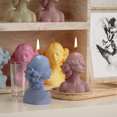 Rose blindfolded closed eye girl gypsum doll silicone mold DIY aromatherapy candle dropper mold