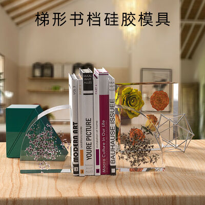 DIY crystal dropper resin mold trapezoidal fan-shaped square book shelf jewelry table silicone mold