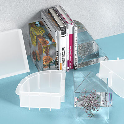 DIY crystal dropper resin mold trapezoidal fan-shaped square book shelf jewelry table silicone mold