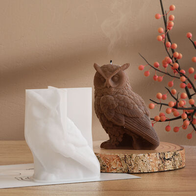 DIY Crystal Dropping Gel Mirror Owl Ornament 3D Aromatherapy Candle Gypsum Ornament Silicone Mold