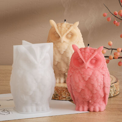 DIY Crystal Dropping Gel Mirror Owl Ornament 3D Aromatherapy Candle Gypsum Ornament Silicone Mold