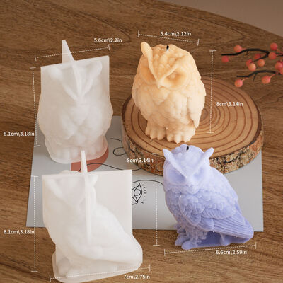 DIY Crystal Dropping Gel Mirror Owl Ornament 3D Aromatherapy Candle Gypsum Ornament Silicone Mold