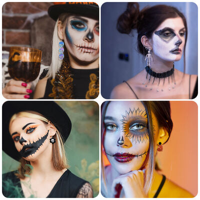 Crystal Drip Glue DIY Pumpkin Skull Ghost Skeleton Halloween Earrings Pendant Silicone Mold