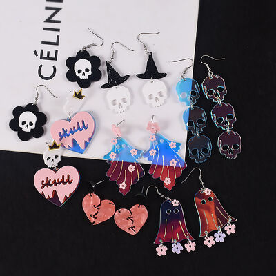 Crystal Drip Glue DIY Pumpkin Skull Ghost Skeleton Halloween Earrings Pendant Silicone Mold
