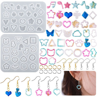DIY Crystal Dropping Gel Moon Star Cat Rabbit Head Note Earrings Pendant Flowing Sand Accessories Silicone Mold