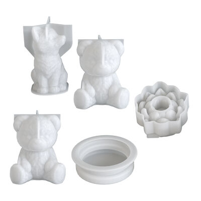 Aromaterapia DIY Yeso Oso de peluche Zorro sentado Lobo Pequeño animal Succulento Flor Ornamento Velas Molde