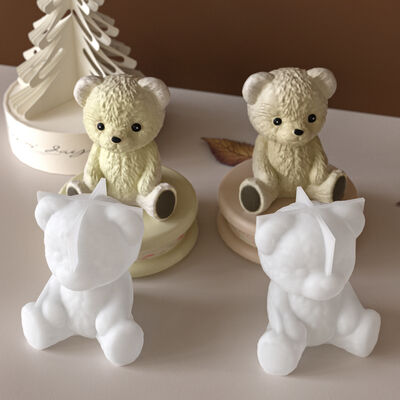 Aromaterapia DIY Yeso Oso de peluche Zorro sentado Lobo Pequeño animal Succulento Flor Ornamento Velas Molde