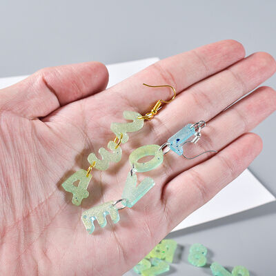Crystal dropper DIY resin grinding tool puzzle with holes, number letter pendant bracelet, silicone mold
