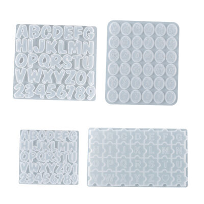 Crystal dropper DIY resin grinding tool puzzle with holes, number letter pendant bracelet, silicone mold