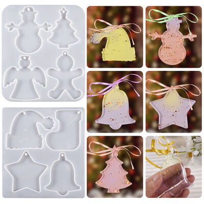 Crystal Drip Glue DIY Resin Christmas Series Pendant Hanging Christmas Snowman Old Man Silicone Mold