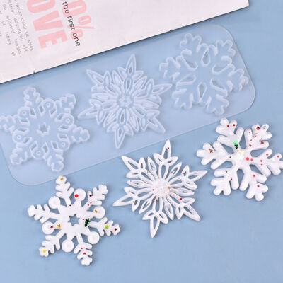 DIY crystal dropper mold Christmas series triple snowflake hanging pendant jewelry silicone mold
